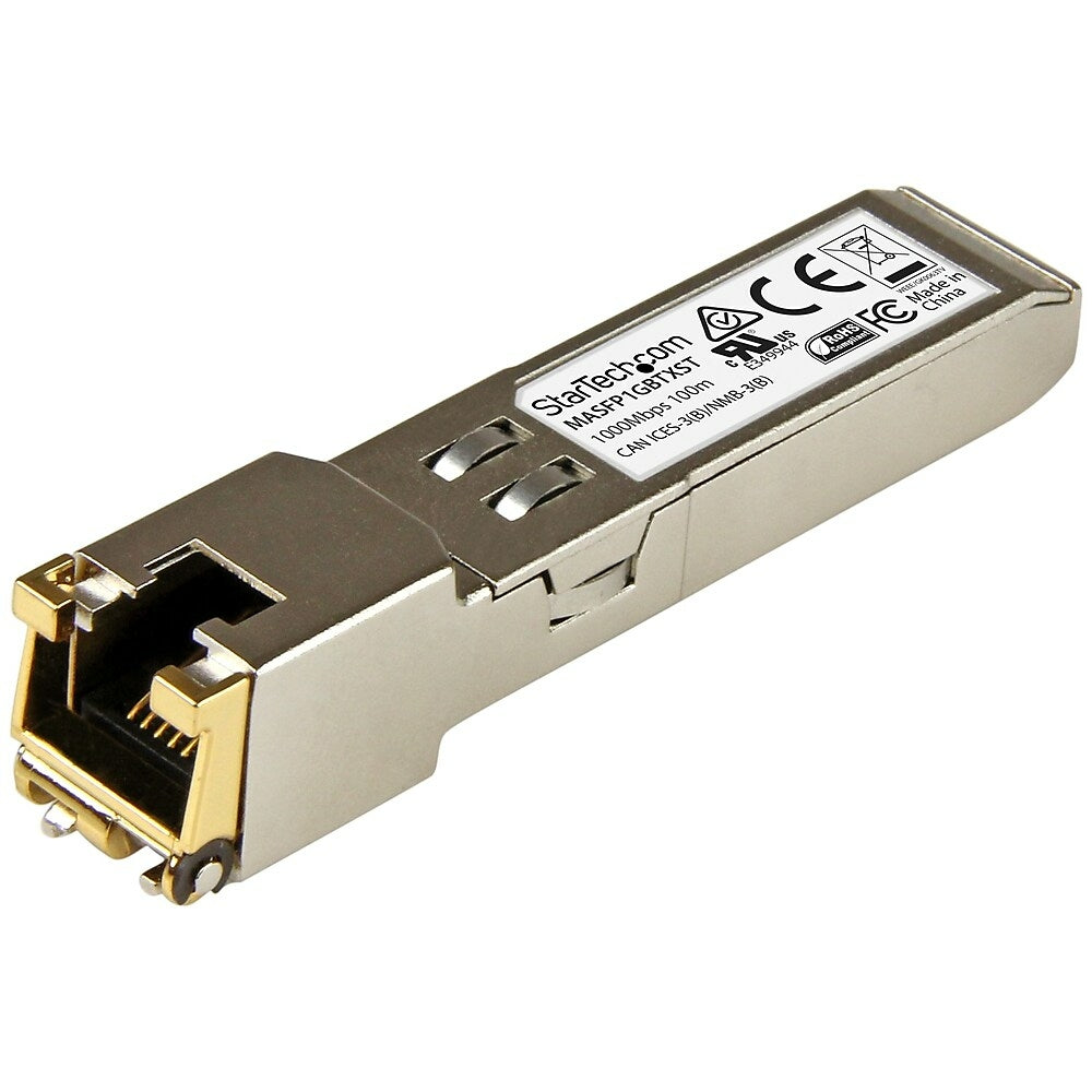 Image of StarTech Gigabit RJ-45 Copper SFP Transceiver Module, Cisco Meraki MA-SFP-1GB-TX Compatible, 100m (MASFP1GBTXST)