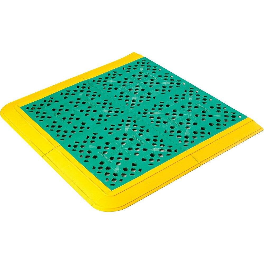 Image of Wearwell F.I.T. Kits No. 546 Emergency Shower Station Mats, 27" x 30", Green with Yellow Border