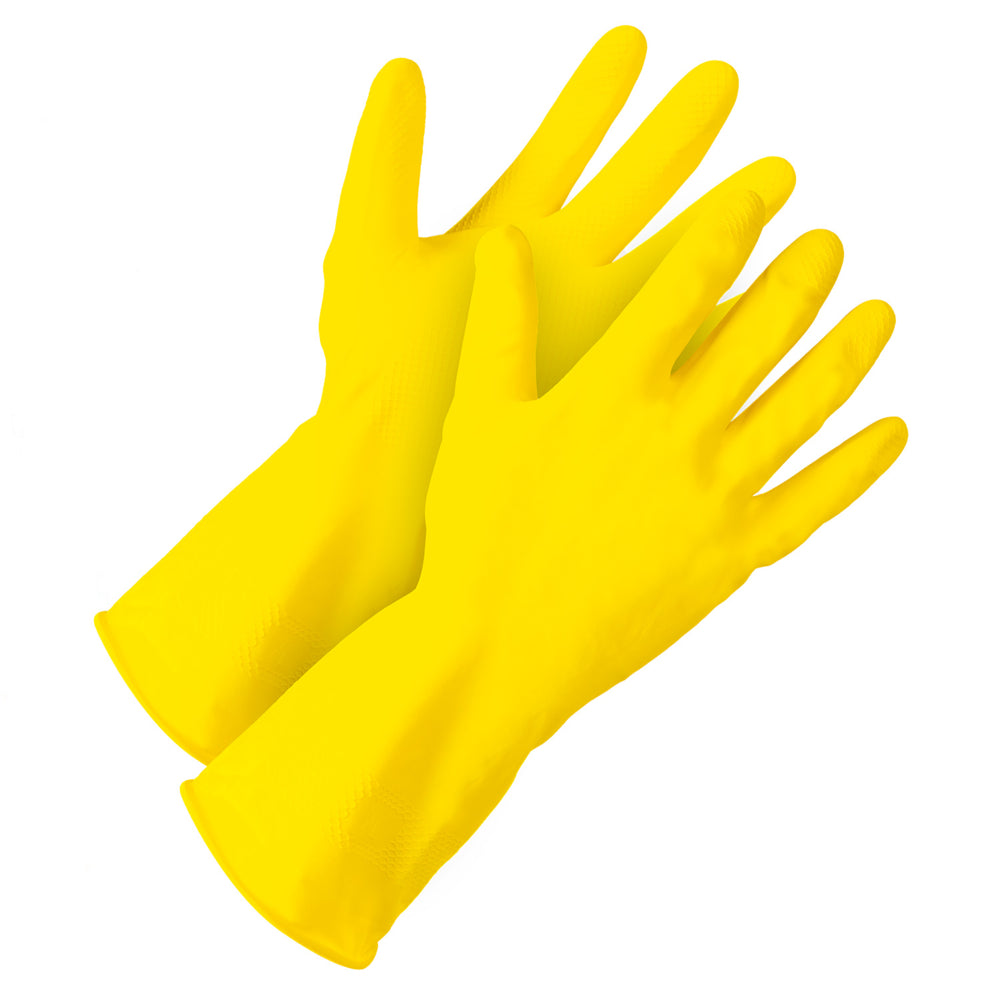 Image of Forcefield Flocklined Latex Dishwashing Style Rubber Gloves - Medium