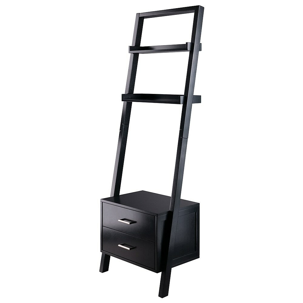 Image of Winsome Bellamy Leaning Shelf with Storage, Black (29522)