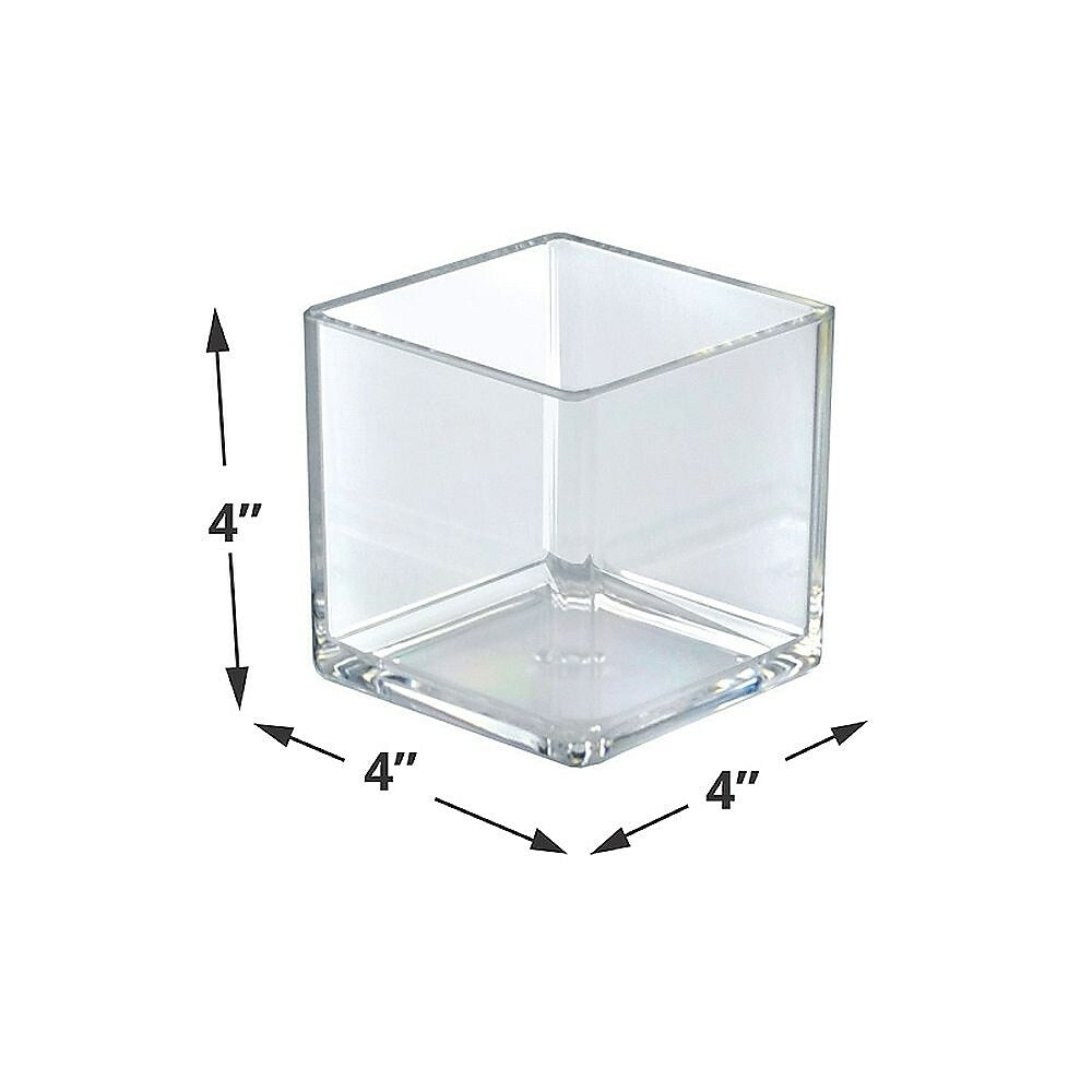 Image of Azar Displays Cube Crystal Styrene Bin, 4 Pack (556304)