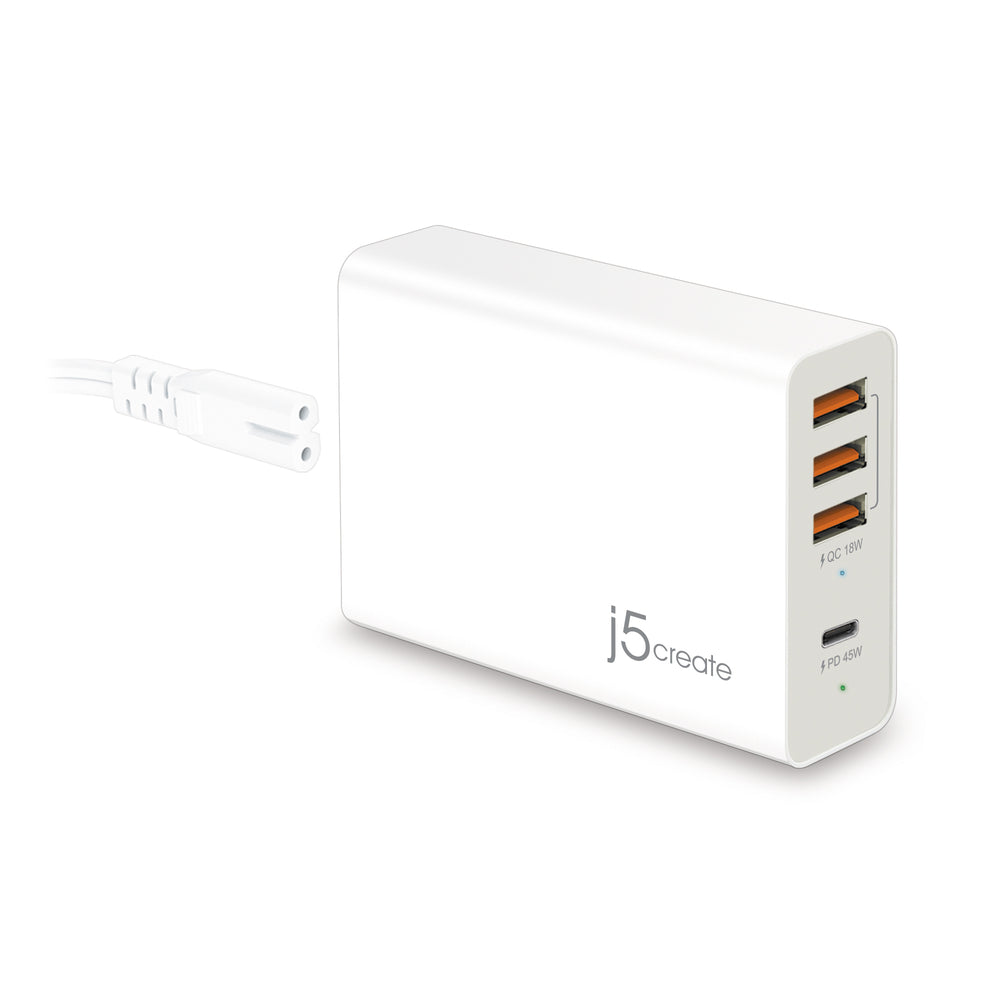 Image of J5Create JUP4263 63W Power Delivery USB 4-Port Super Charger - White