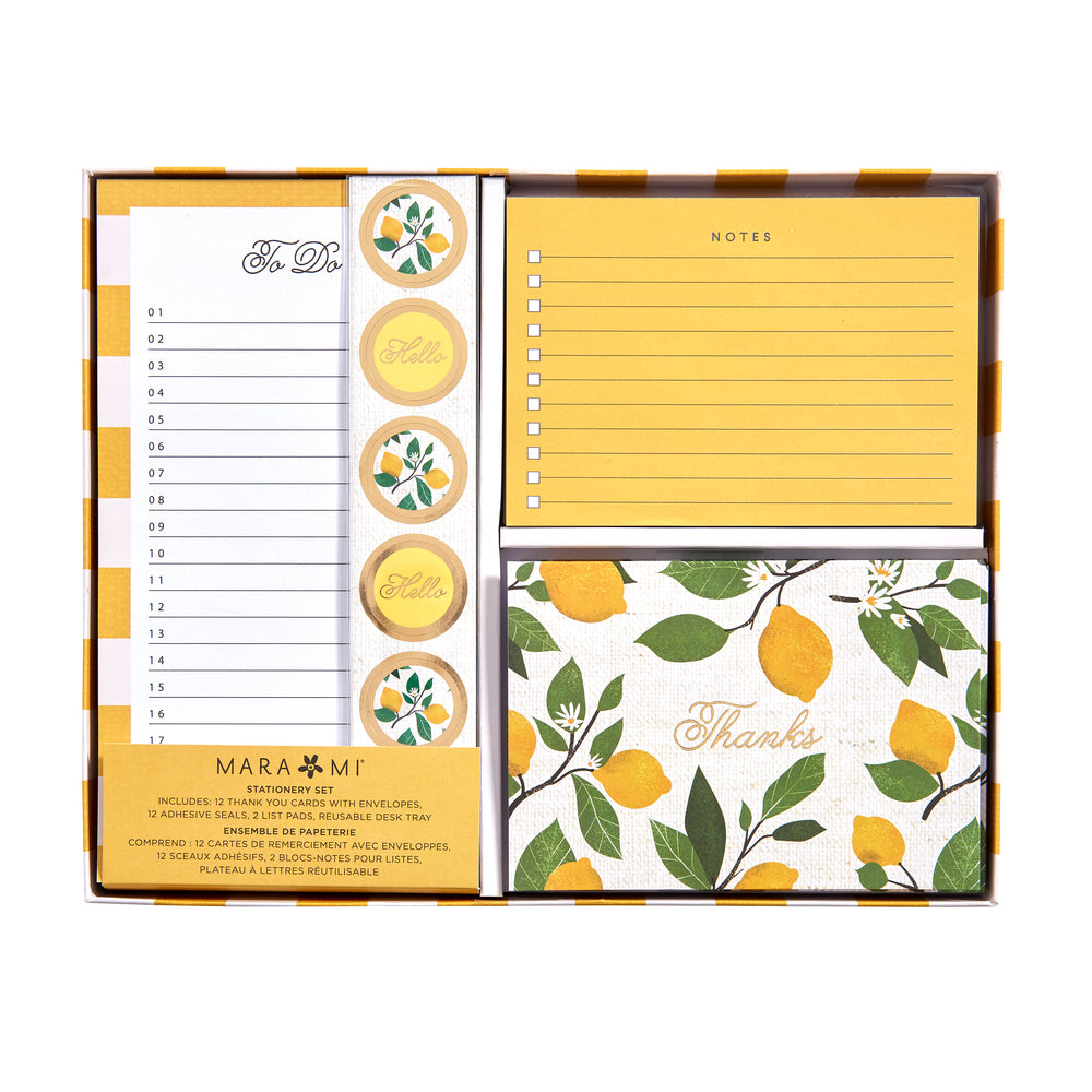 Image of Mara-Mi Tray Deskset - Lemons, Multicolour