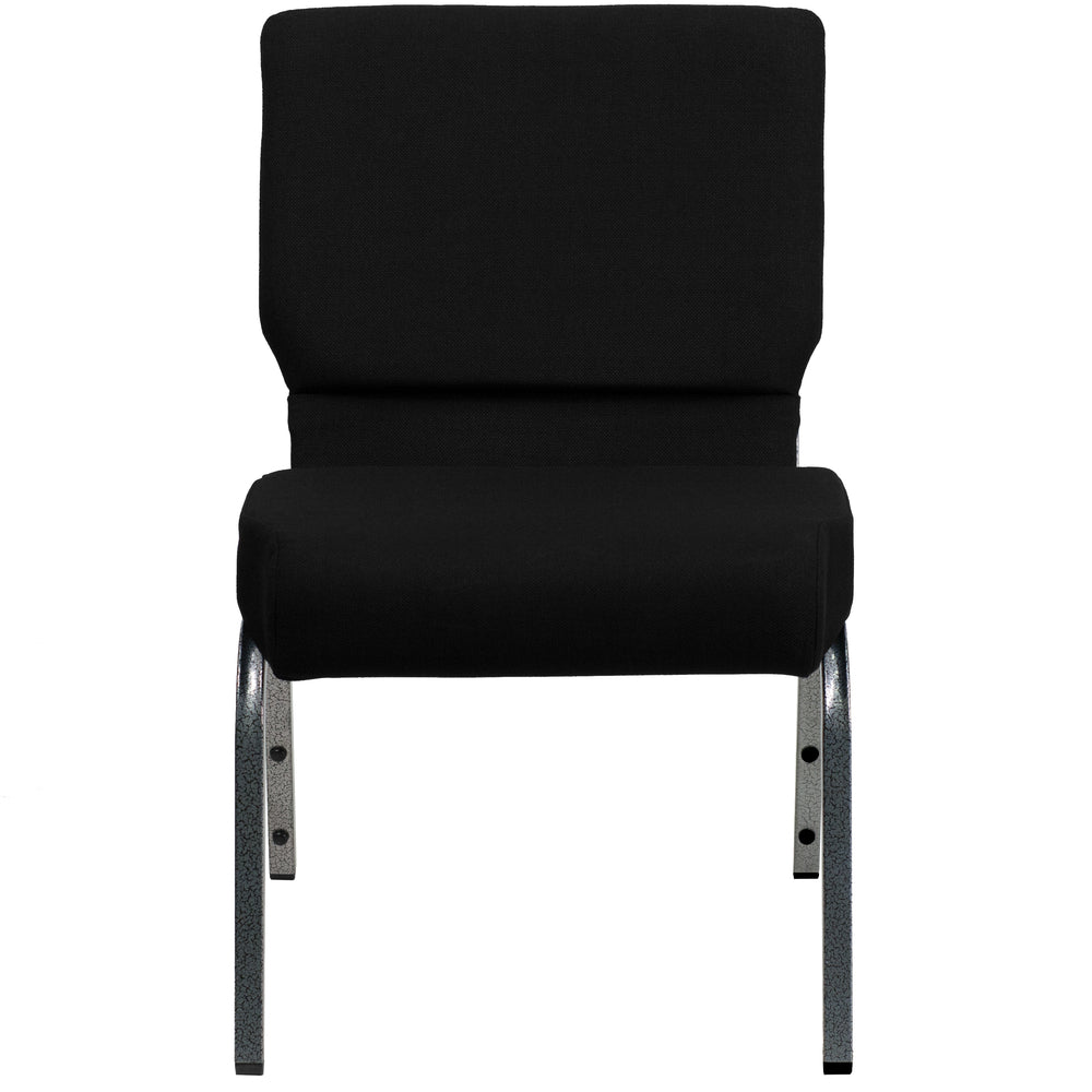 Image of Flash Furniture HERCULES 21"W Stacking Church Chair in Black Fabric - Silver Vein Frame