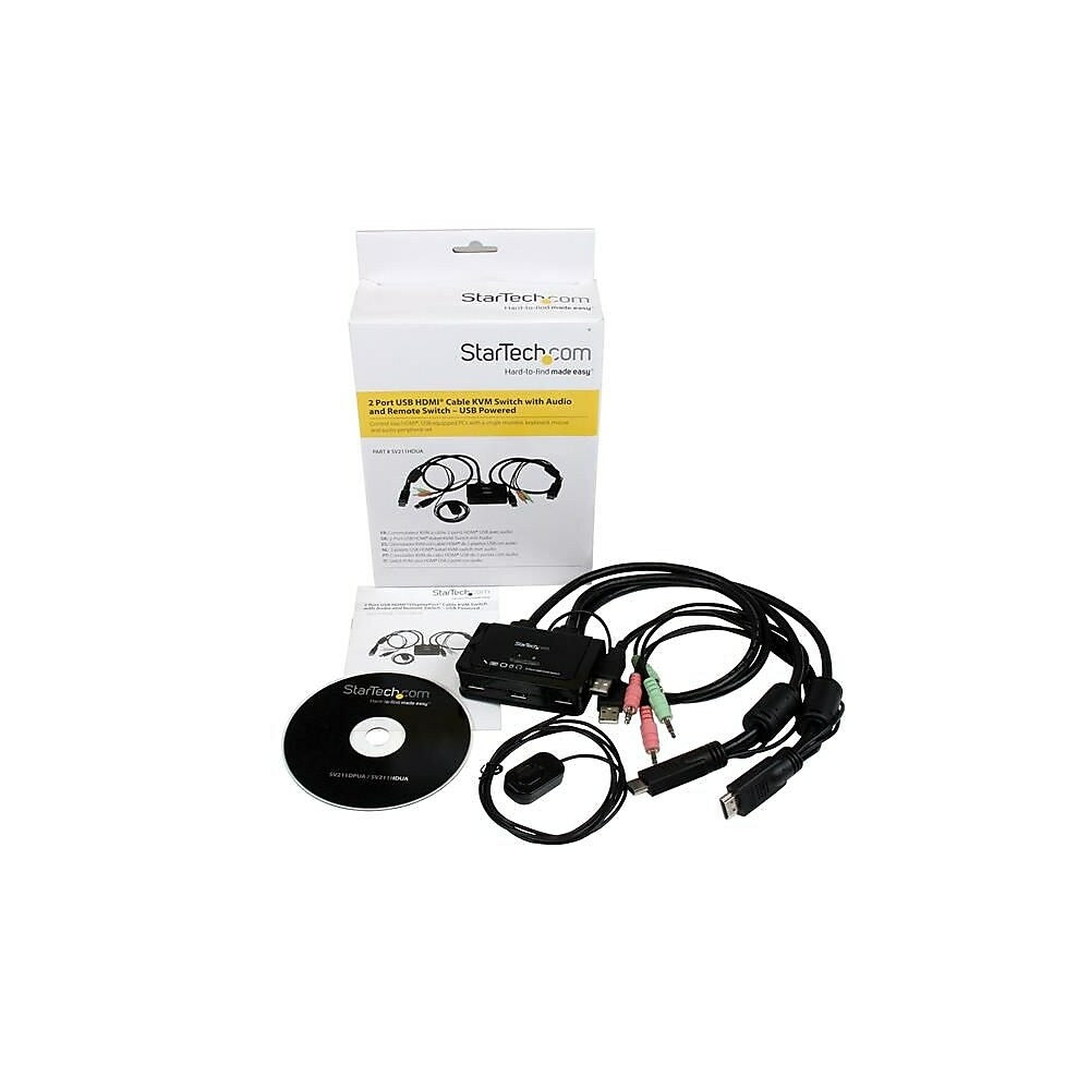 Image of StarTech 2 Port USB HDMI Cable KVM Switch with Audio and Remote Switch, USB Powered