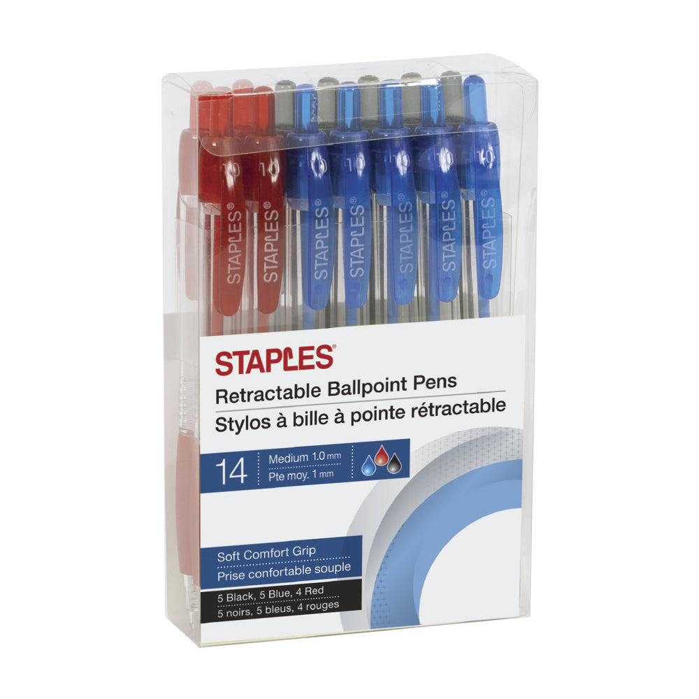 Image of Staples Ballpoint Pens - 1.0mm - Assorted - 14 Pack