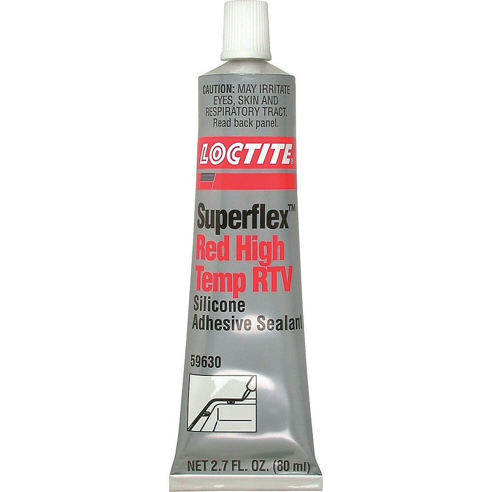 Image of Loctite Superflex High Temp Rtv Silicone Adhesive Sealant, 80 Ml, Tube, Red - 12 Pack