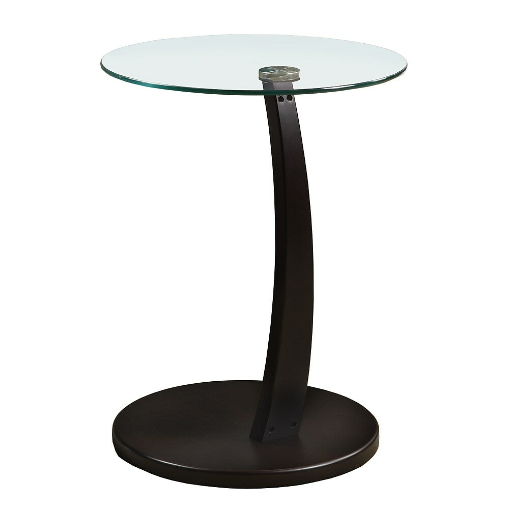 Image of Monarch Specialties - 3001 Accent Table - C-shaped - End - Side - Snack - Living Room - Bedroom - Laminate - Brown - Clear