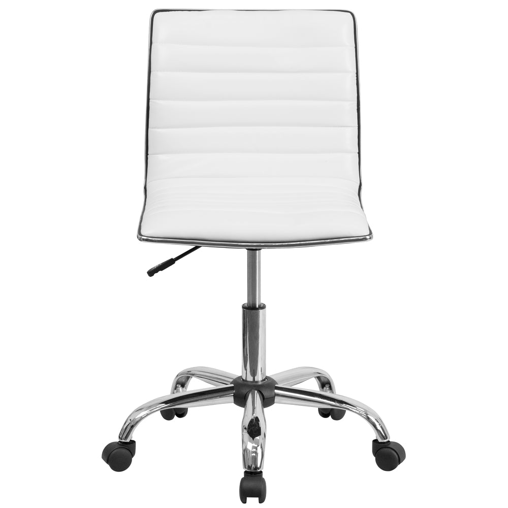 Image of Flash Furniture Low Back Designer Armless Ribbed Swivel Task Chair - White