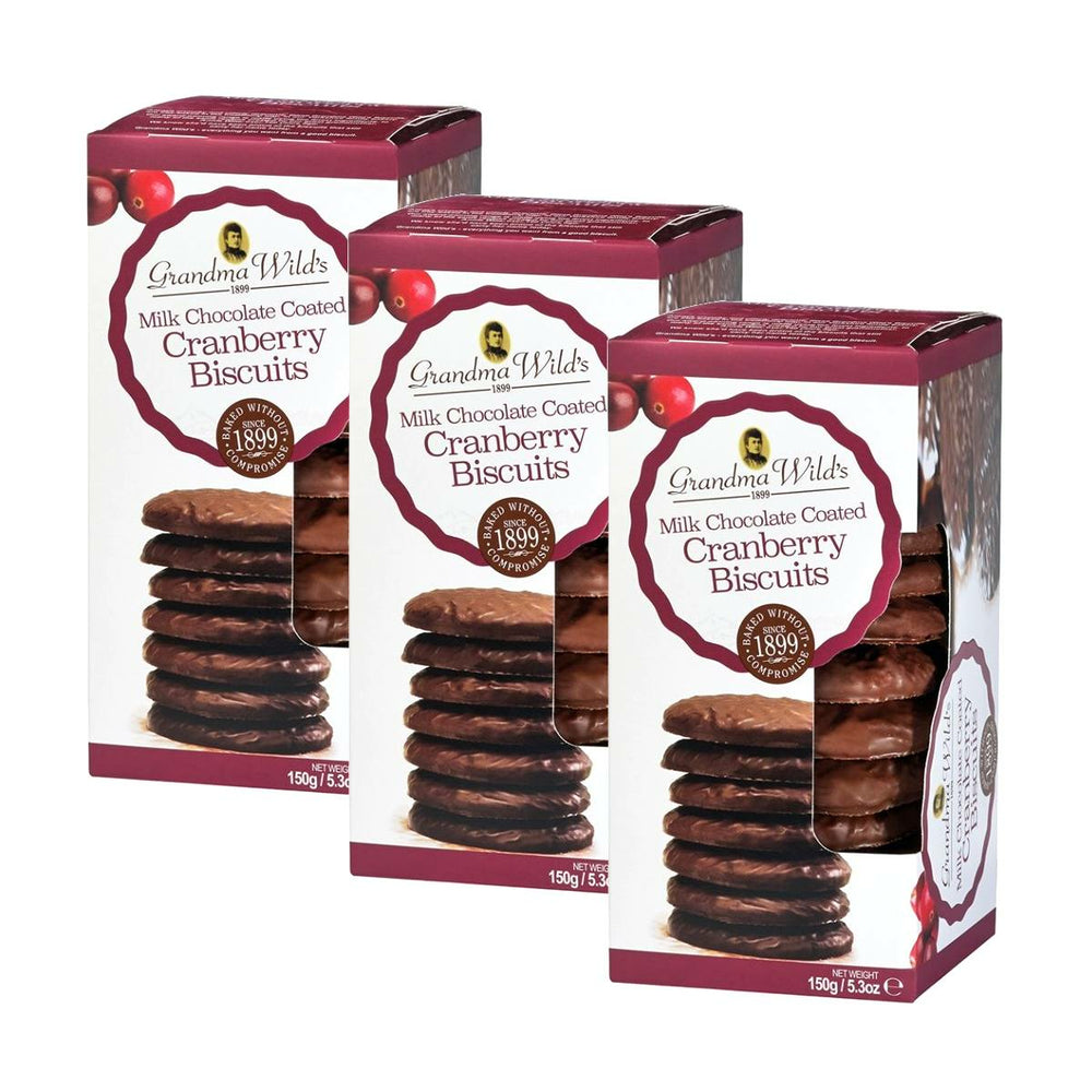 Image of Grandma Wild's Milk Chocolate Coated Cranberry Biscuits - 150g - 3 Pack