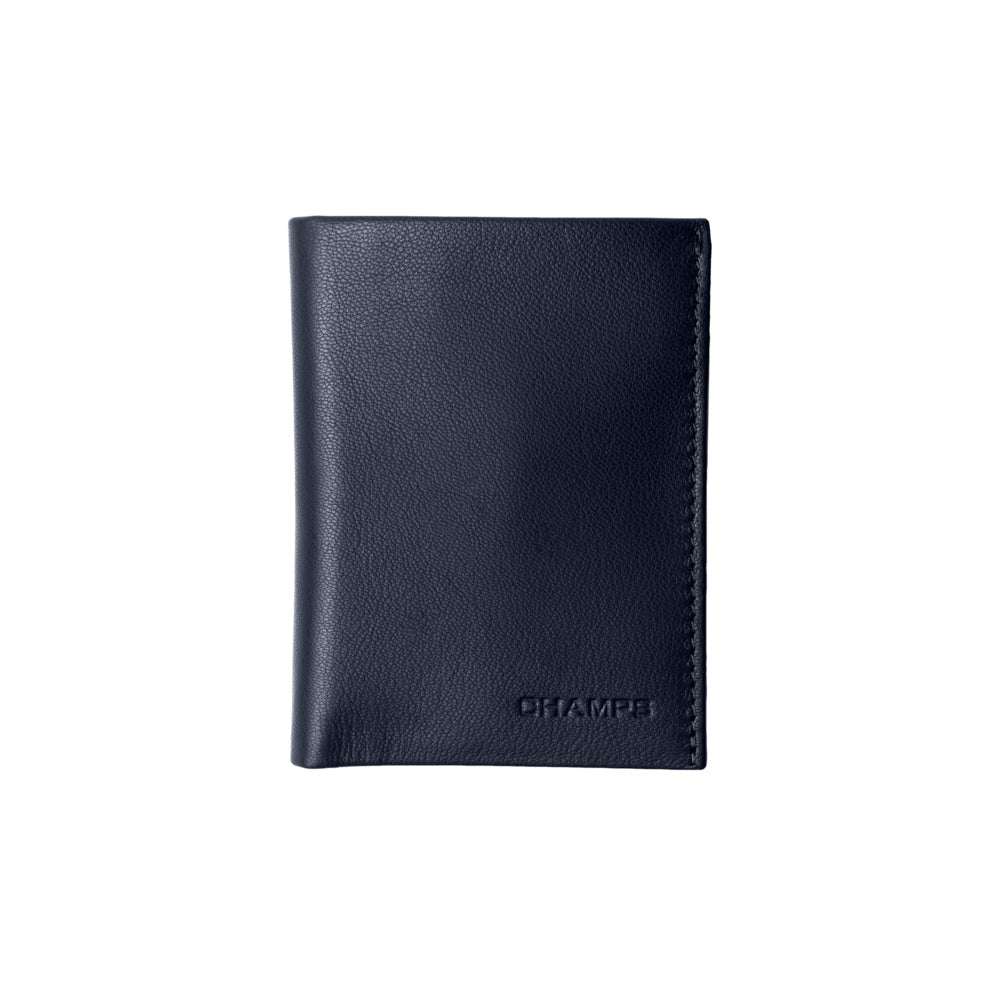 Image of Champs Leather RFID Slim Sleeve Wallet - Navy, Navy_Blue