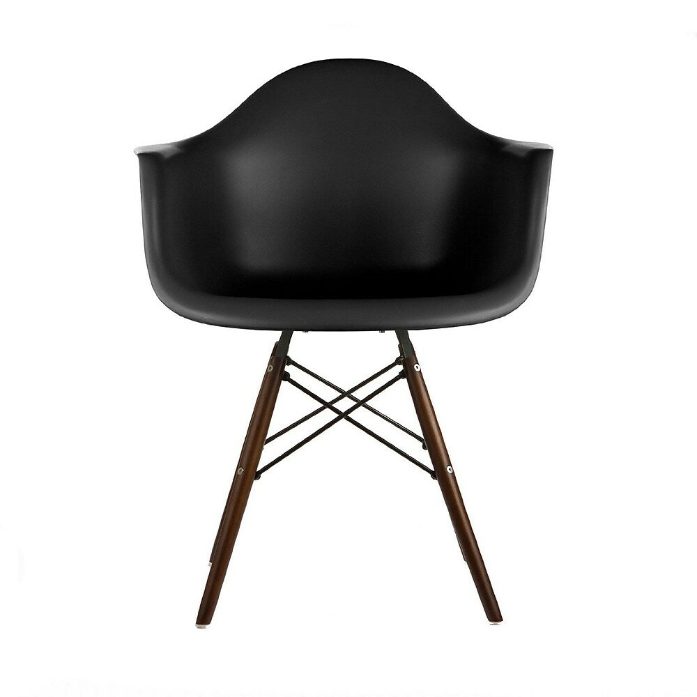 Image of Nicer Furniture OCC Black, Eames Style Armchair with Walnut Wood Legs Eiffel Dining Room Chair, 2 Pack