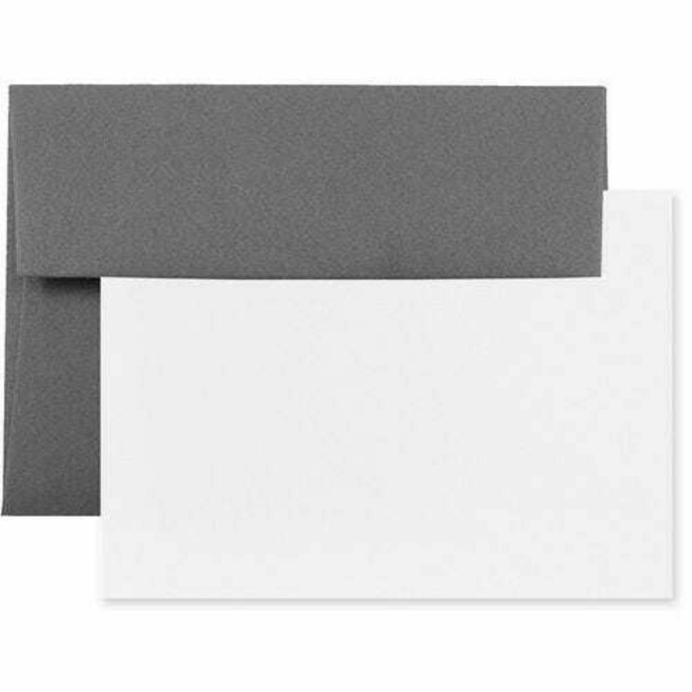 Image of JAM Paper Stationery Set - 25 White Cards and 25 A2 Envelopes - Dark Grey - set of 25