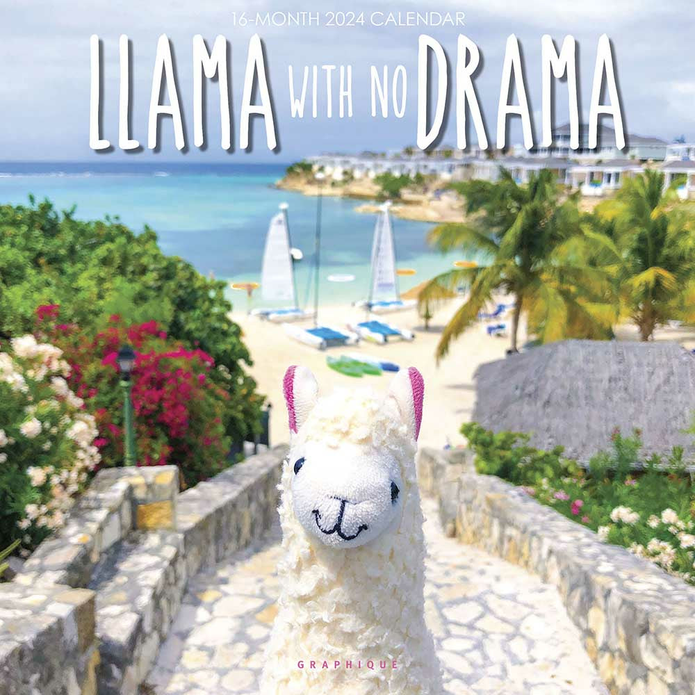 Image of Graphique de France 2024 Llama with no Drama Monthly Square Wall Calendar - 12" x 12" - Assorted - English