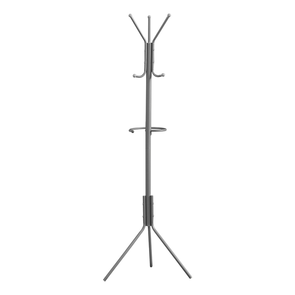 Image of Monarch Specialties - 2163 Coat Rack - Hall Tree - Hanging Bar - 6 Hooks - Entryway - 68"H - Bedroom - Metal - Grey