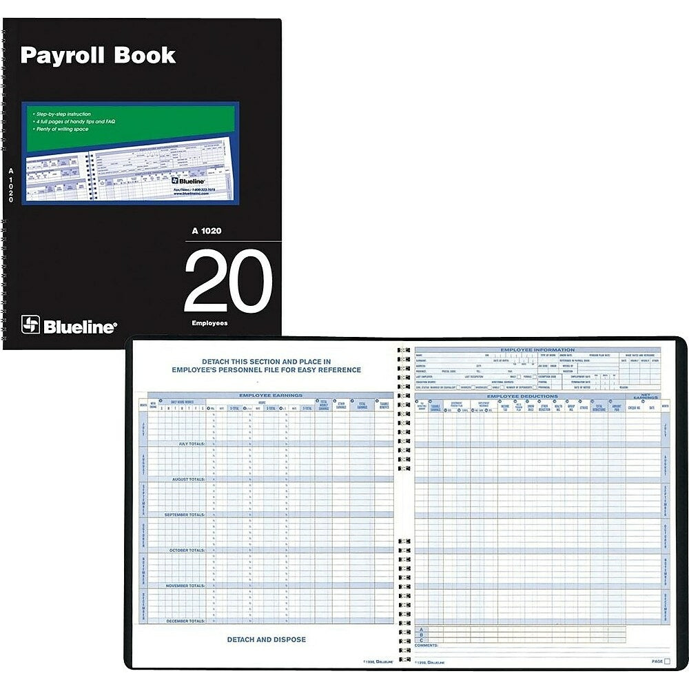 Image of Blueline Payroll Books, A1020, 20-Employee