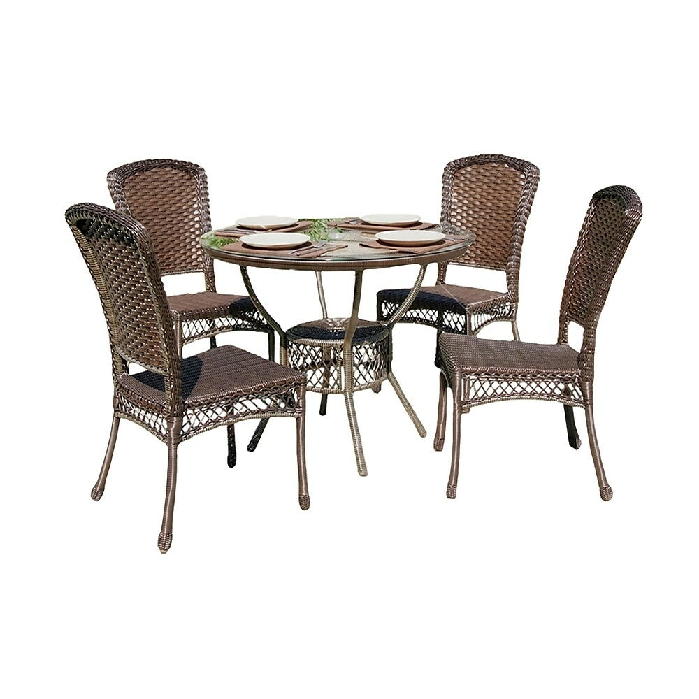 Image of W Unlimited Outdoor Patio Furniture, Earth Collection 5-Piece Dining Set, Cappuccino