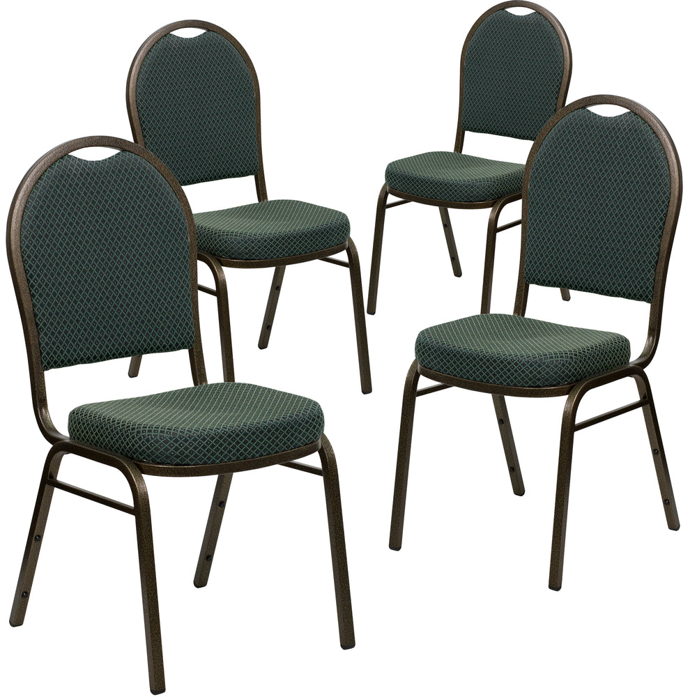 Image of Flash Furniture HERCULES Series Dome Back Stacking Banquet Chairs with Gold Vein Frame - Green - 4 Pack