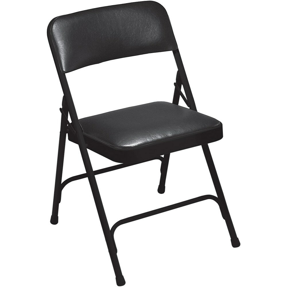 Image of National Public Seating 1200 Series Vinyl Armless Premium Folding Chair, Caviar Black/Black (12104), 4 Pack