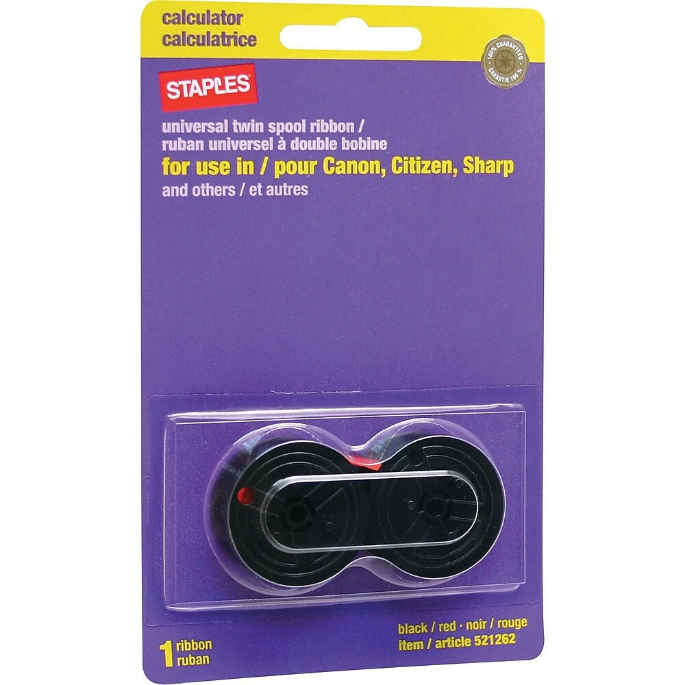 Image of Staples C-Wind Universal Calculator Ribbon Spool, Black and Red