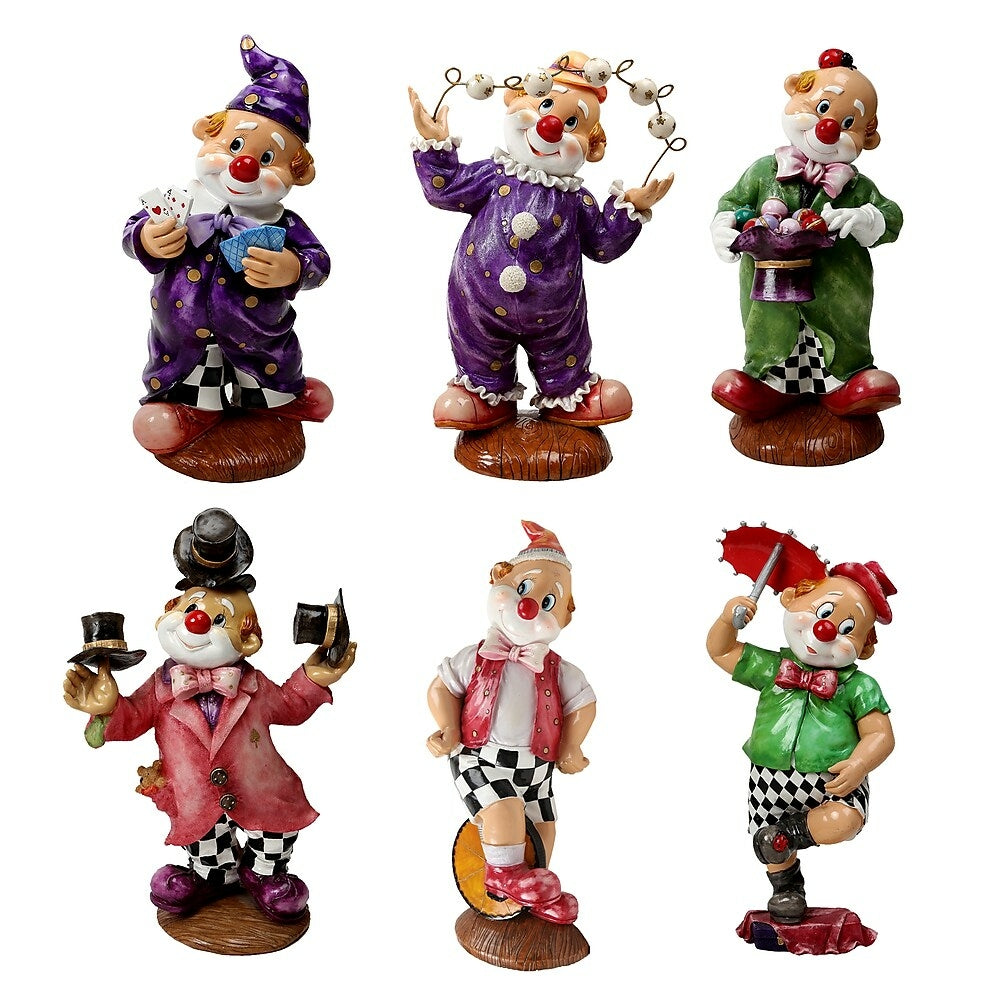 Image of CTG Brands Porcelain Poly Clown Wall Plaque, 6 Styles, 12", Multicolour, 6 Pack