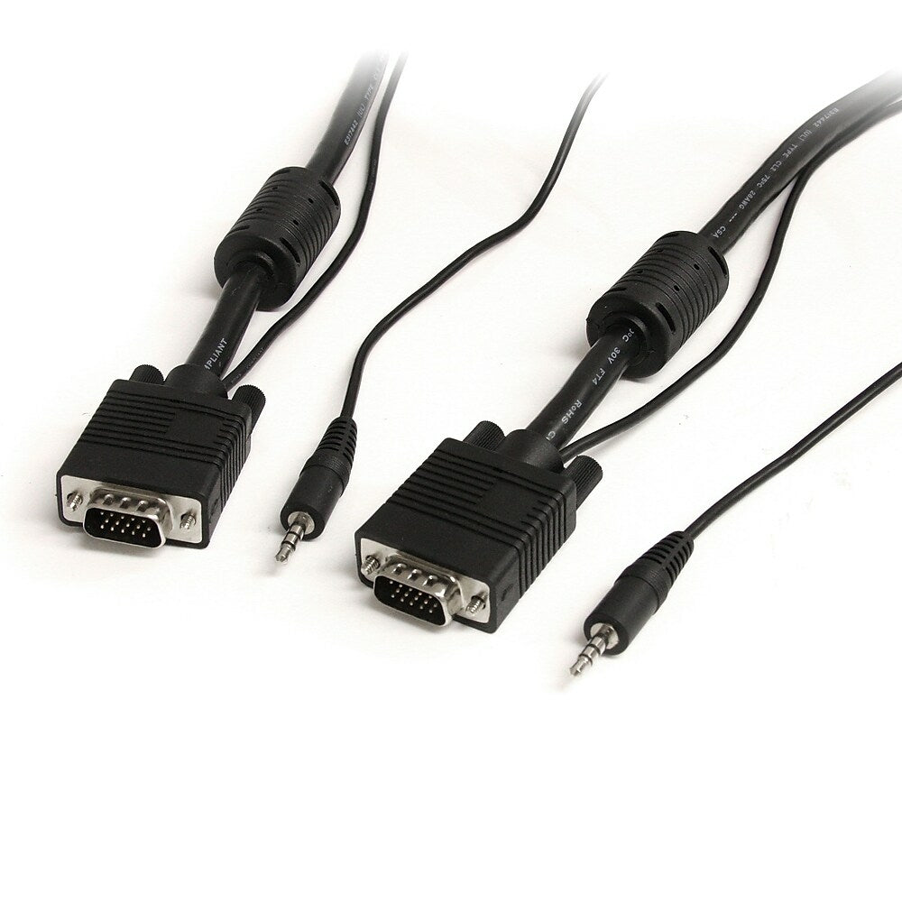 Image of StarTech Coax High Resolution Monitor VGA Cable with Audio HD15 M/M, 25 Ft. (MXTHQMM25A), Black