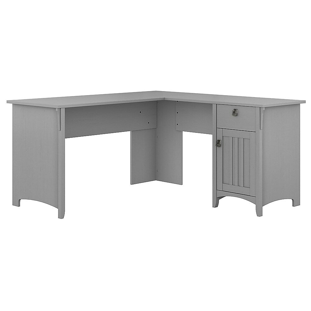 Image of Bush Furniture Salinas L Shaped Desk with Storage, Cape Cod Grey (SAD160CG-03)