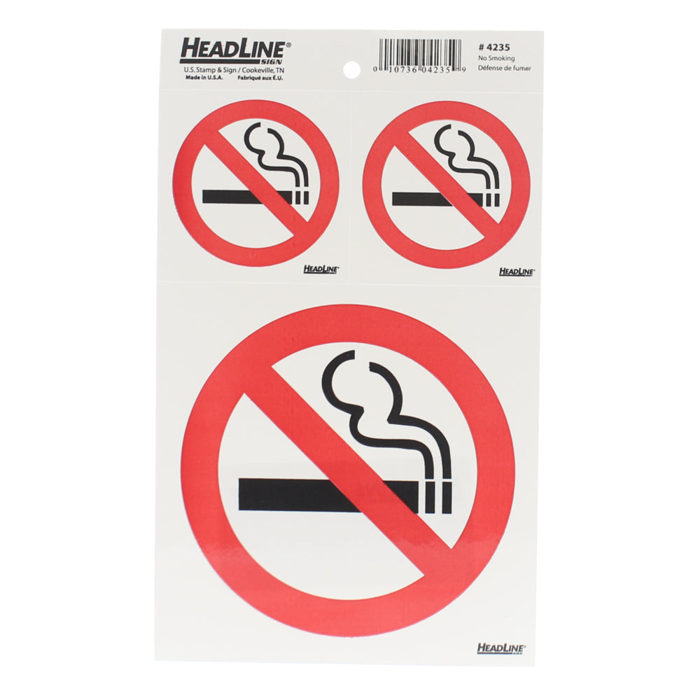 Image of Headline Sign No Smoking Symbol Self-Stick Signs 3" and 6" Combo