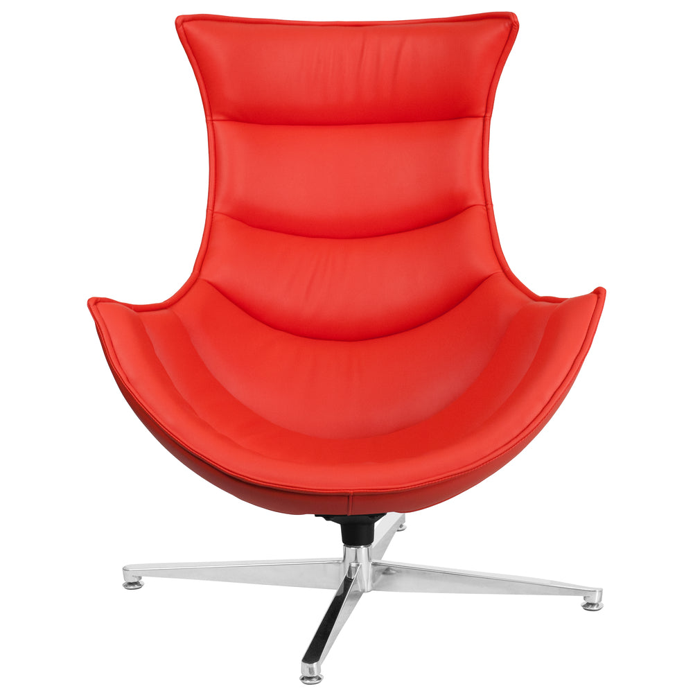 Image of Flash Furniture Leather Swivel Cocoon Chair - Red