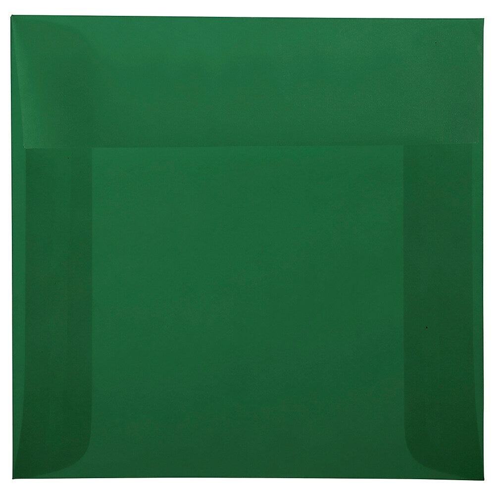 Image of JAM Paper 6 x 6 Square Envelopes, Racing Green Translucent Vellum, 25 Pack (1591938)