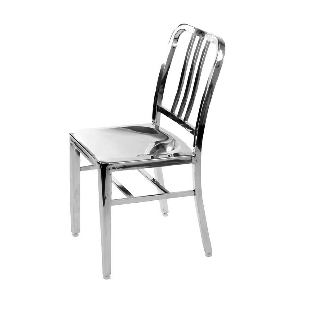 Image of Nicer Furniture Stainless Steel Modern Salem Side Dining Chair Navy Chair Cafe Chair, 2 Pack