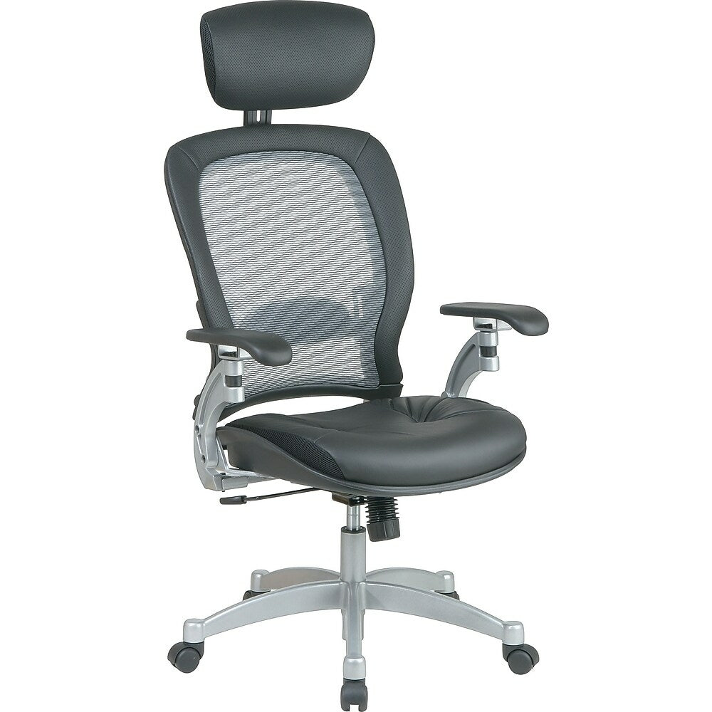 Image of Office Star Professional Air Grid-Back Chair with Headrest, Black & Platinum