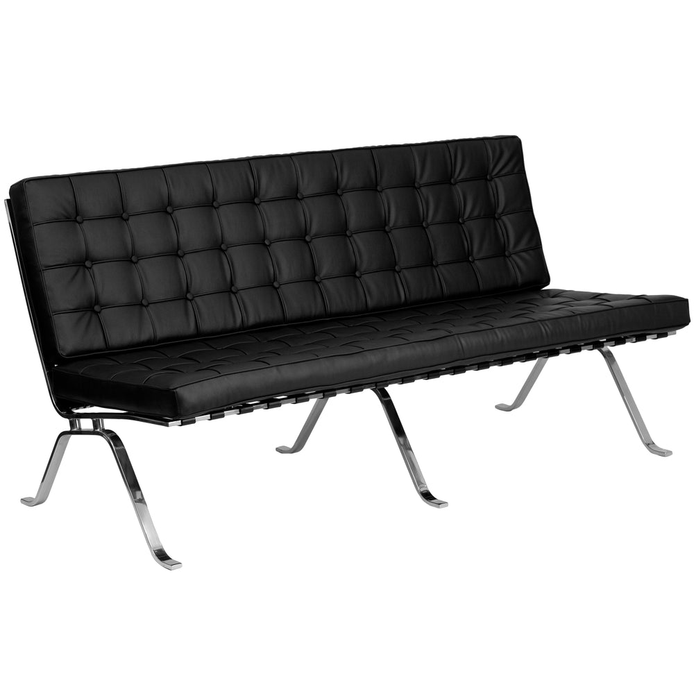 Image of Flash Furniture HERCULES Flash Series Black LeatherSoft Sofa with Curved Legs