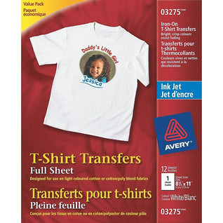 AVERY Papier Textile transfert T-shirt blanc ou clair