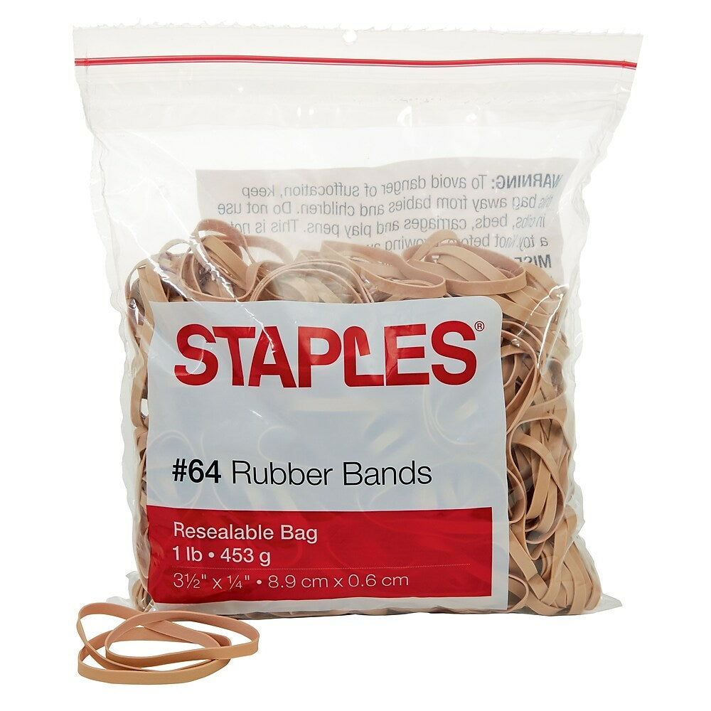 Image of Staples Economy Rubber Bands - Size #64 - 1 lb. Bag