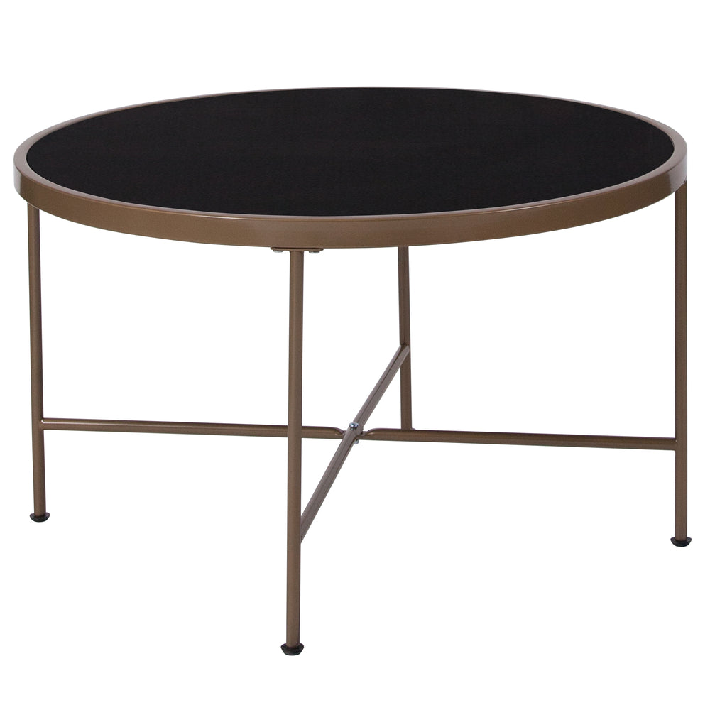Image of Flash Furniture Chelsea Collection Black Glass Coffee Table with Matte Gold Frame