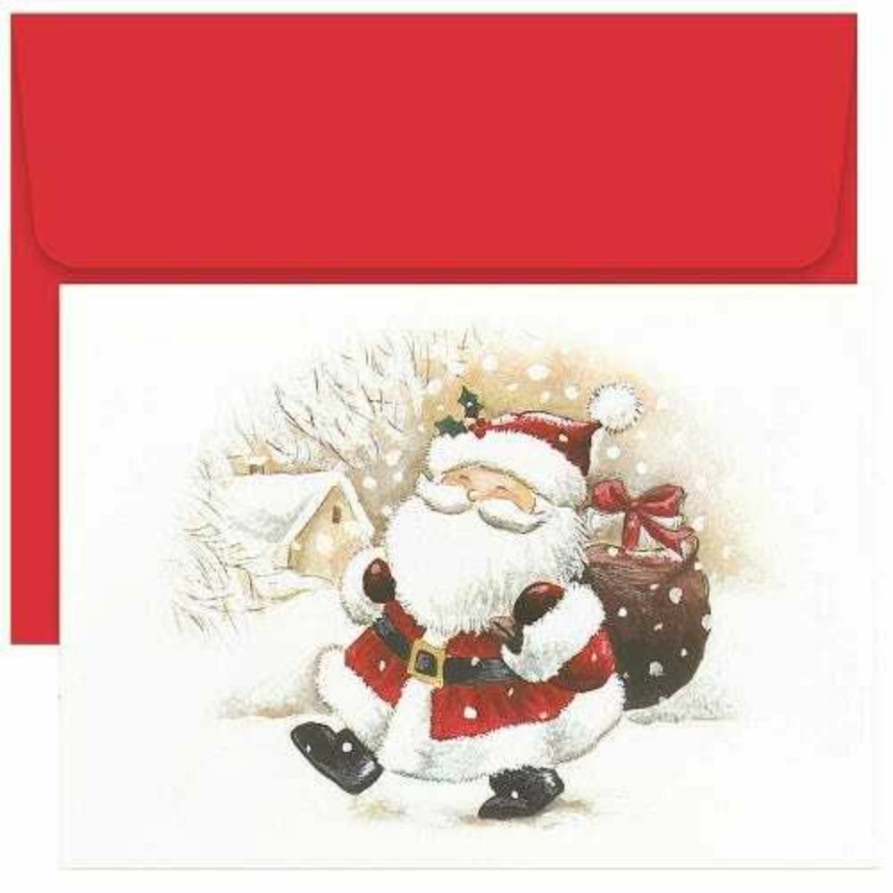 Image of JAM Paper Christmas Cards Set - Happy Santa - 18 Pack