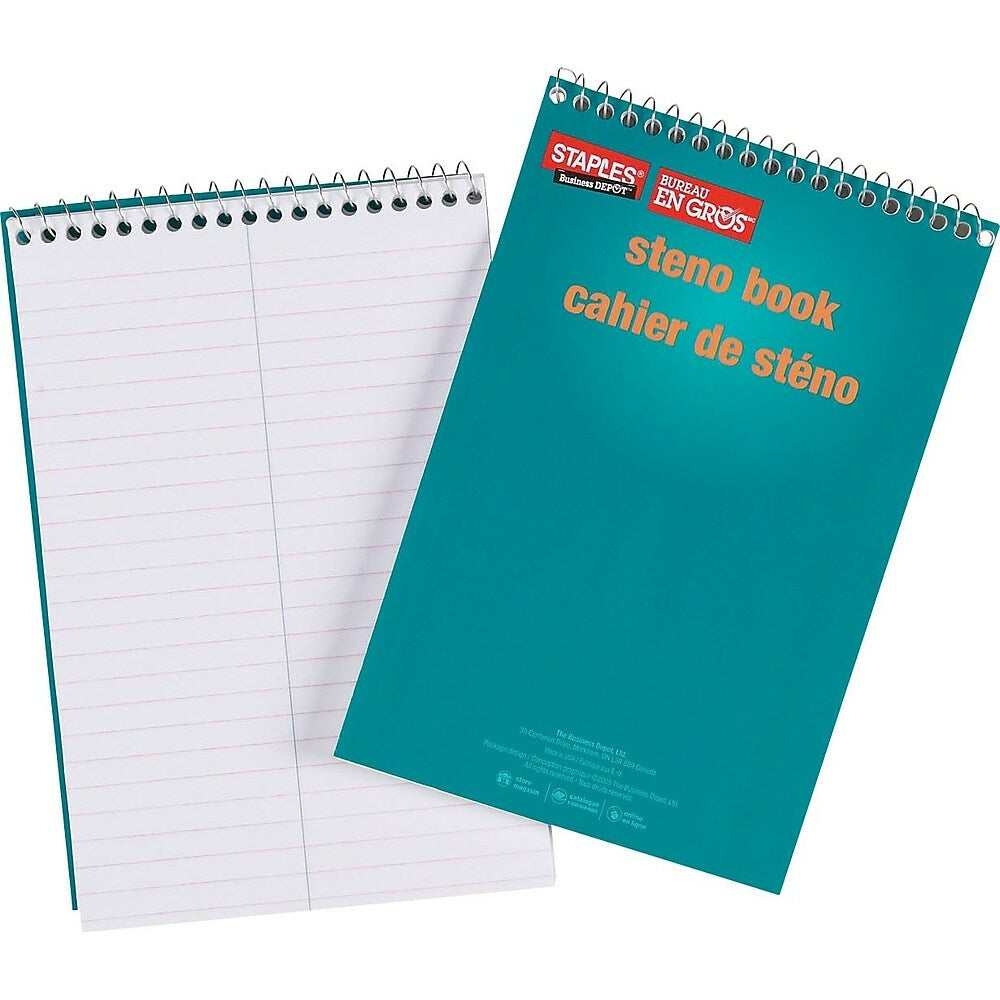 Image of Staples Steno Notebooks - 6" x 9" - 120 Pages - 10 Pack, Green