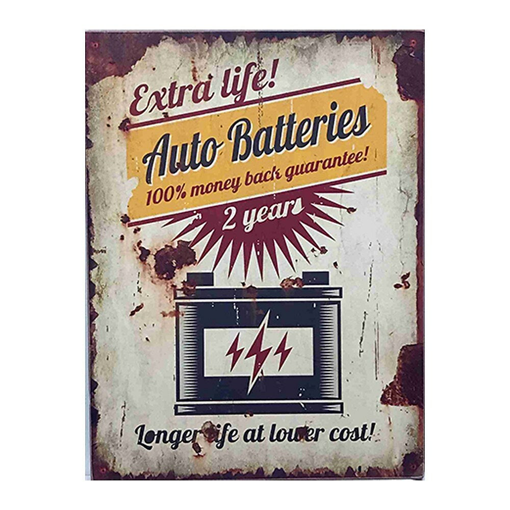 Image of Sign-A-Tology Auto Battery Vintage Wooden Sign - 16" x 12"