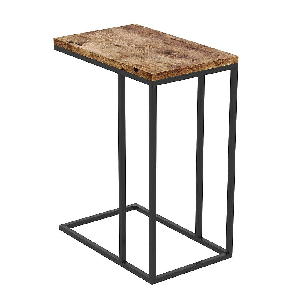 Image of Safdie & Co C-Shaped Accent Table - 20L - Brown Reclaimed Wood/Black