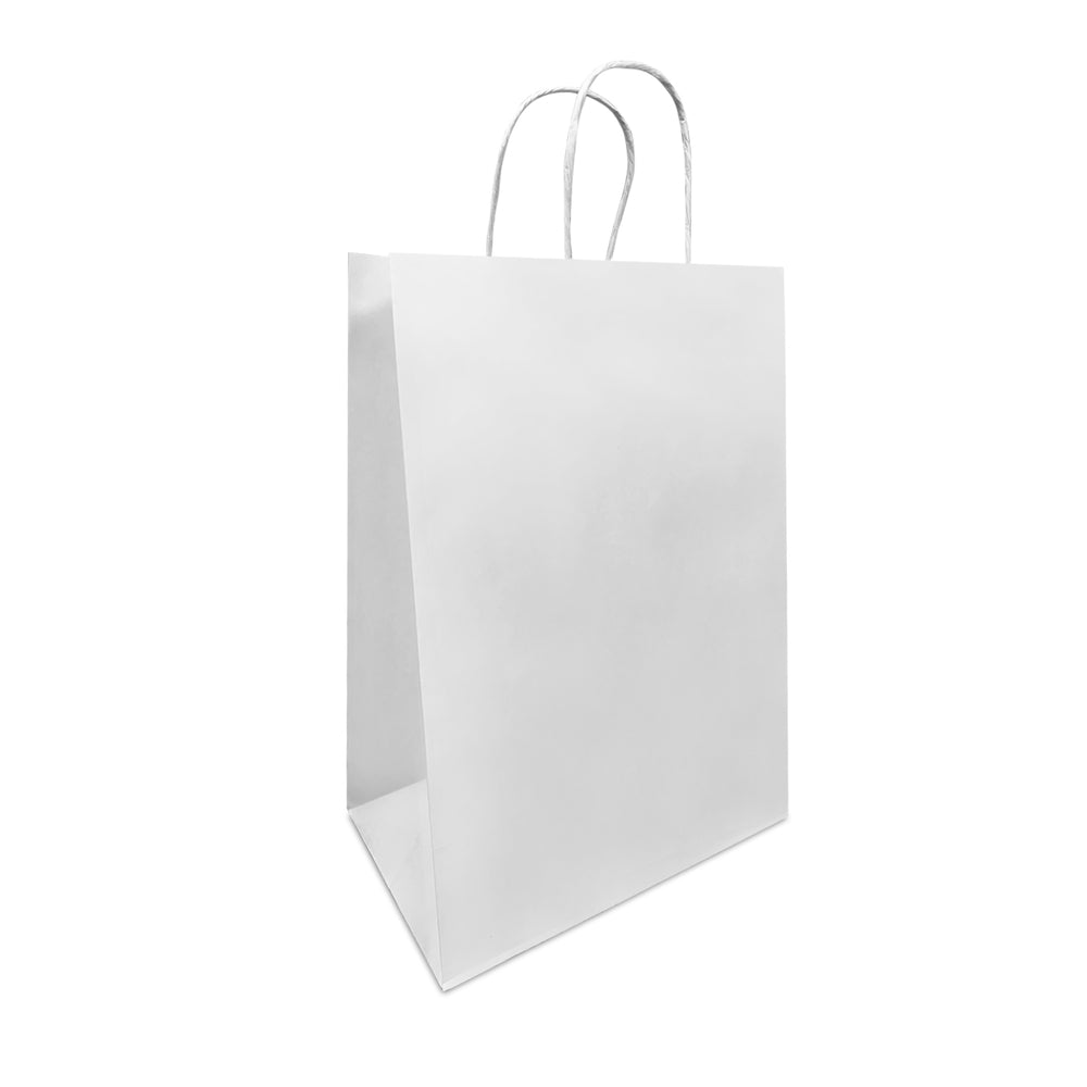Image of Reliabag Paper Bags - Twist Handles - 9" W x 6" D x 13" H - White - 200 Pack