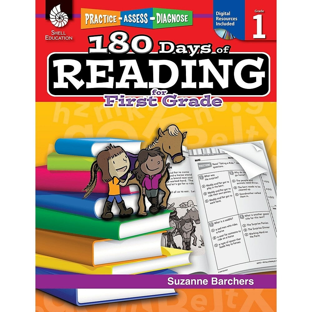 Image of Shell Education Practice, Assess, Diagnose 180 Days Of Reading Book, Grade 1 (SEP50922)