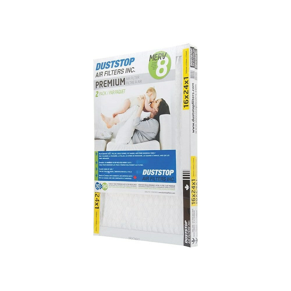 Image of Duststop, MERV 8 Air Filter, 16" x 24" x 1", 12 Pack, White