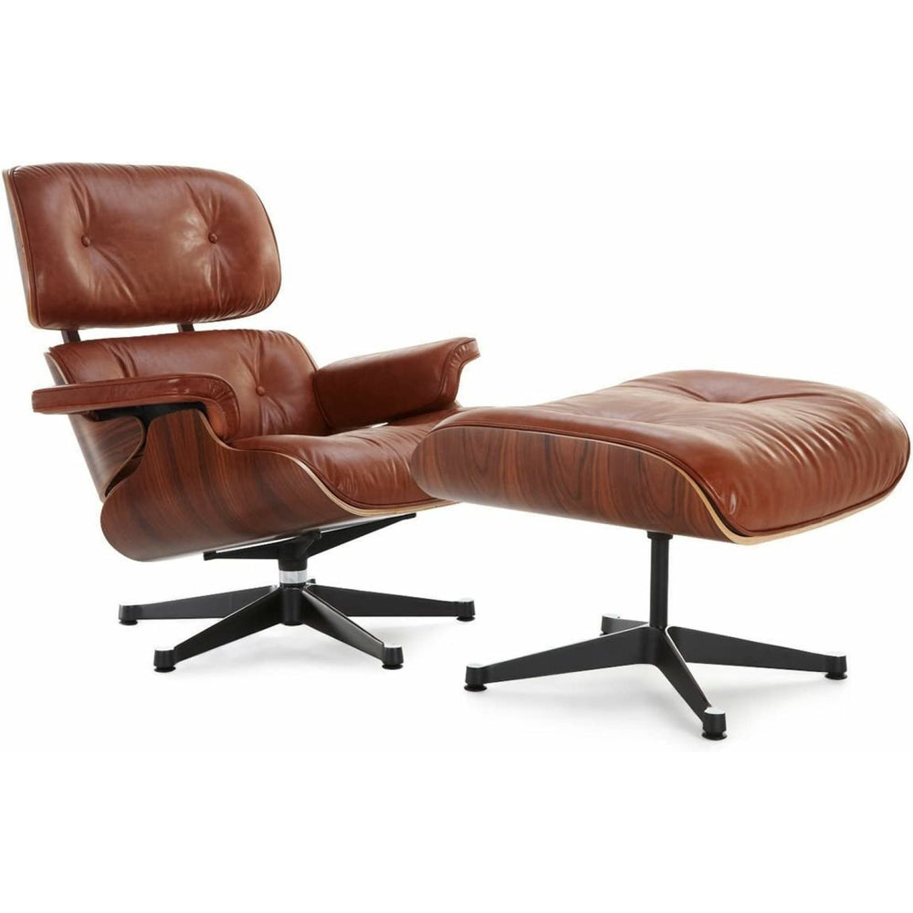 Image of Nicer Furniture Modern Classic Lounge Chair & Ottoman Set - Tan/Rosewood, Brown