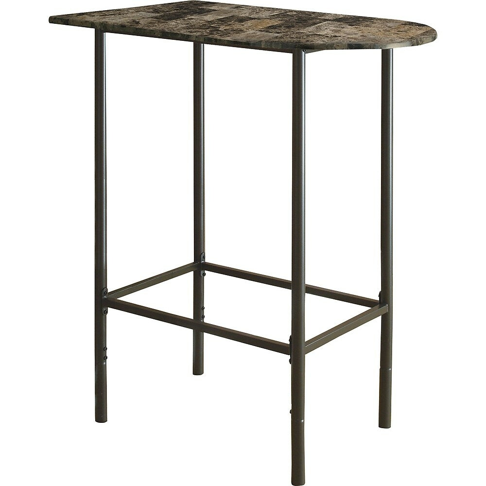 Image of Monarch Specialties - 2315 Home Bar - Bar Table - Pub - 36" Rectangular - Small - Kitchen - Metal - Brown Marble Look