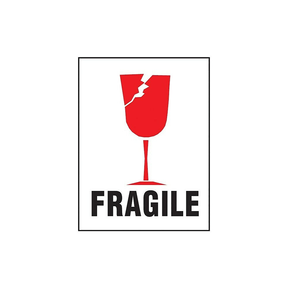Image of International Safe Handling Label, "Fragile", 3" x 4", 500 Pack
