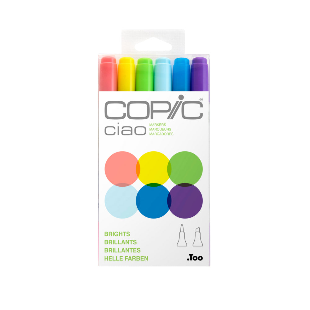 Image of Copic Ciao Dual Tipped Ink Markers - Brights - Set of 6, Assorted_Brights