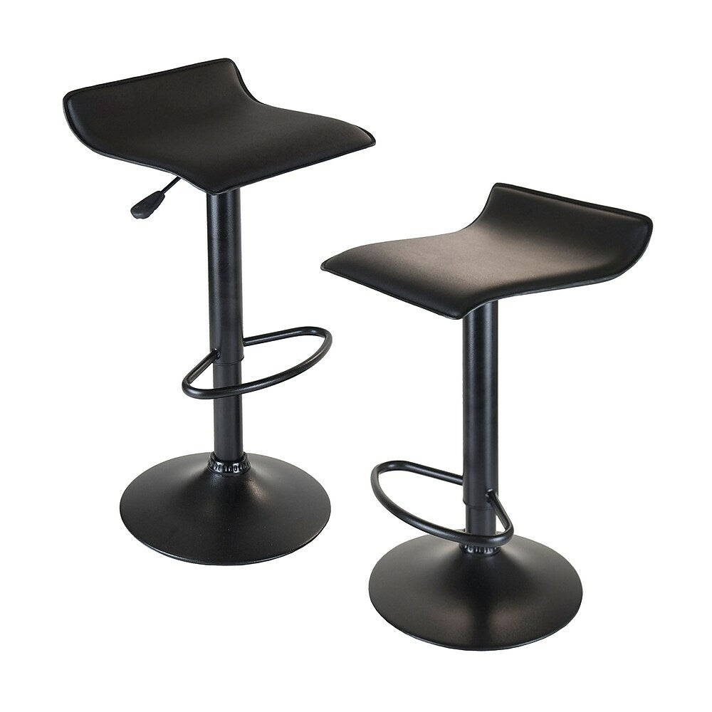 Image of Winsome Obsidian Adjustable Swivel Air Lift Stool, Backless, Black PVC Seat