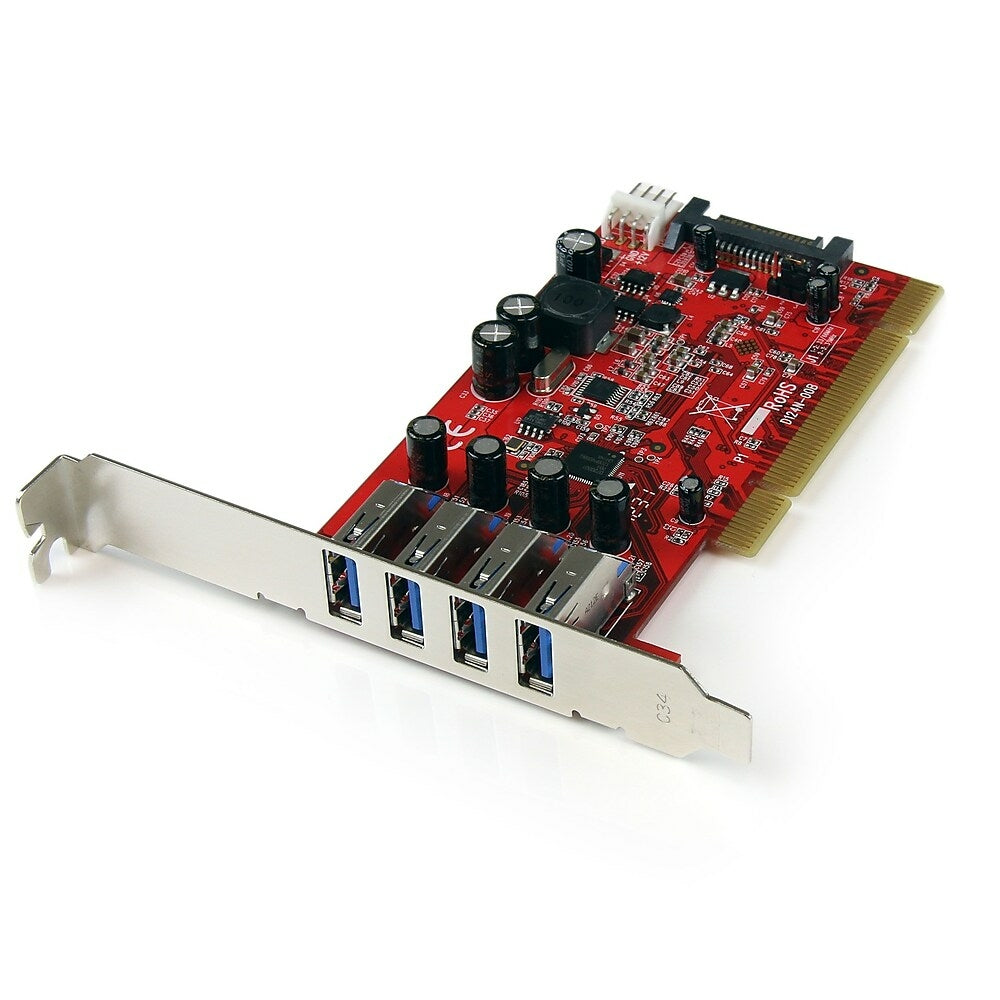 Image of StarTech PCI SuperSpeed USB 3.0 Adapter Card with SATA/SP4 Power, 4 Port