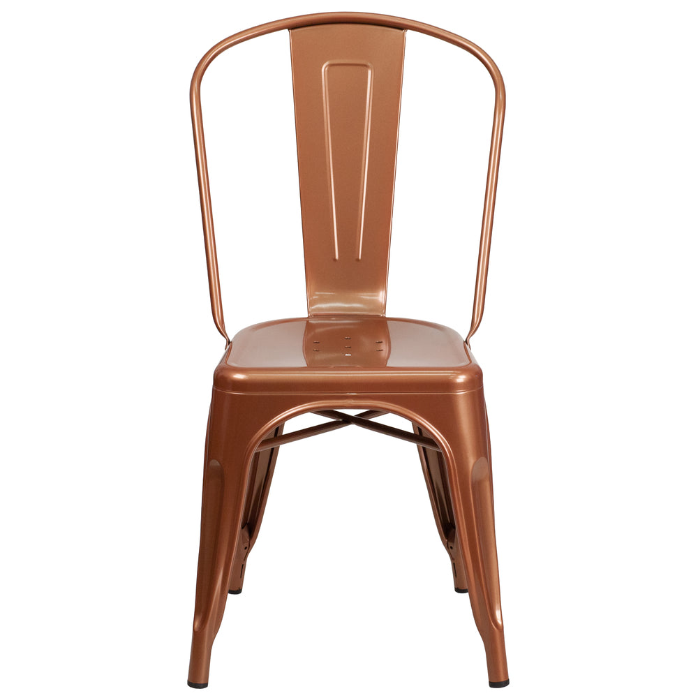 Image of Flash Furniture Copper Metal Indoor-Outdoor Stackable Chair